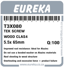 T3X080 - Tek Screw Wood Class 4 -T3X080_Label_T